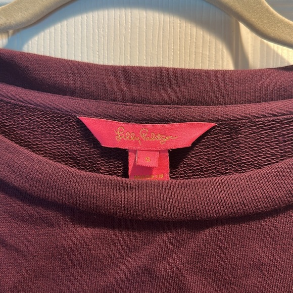 Lilly Pulitzer Rooney Plum Purple Lace Sleeve Sweatshirt S - Picture 3 of 8